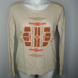 Lucky Brand Intarsia Button Back Linen Sweater